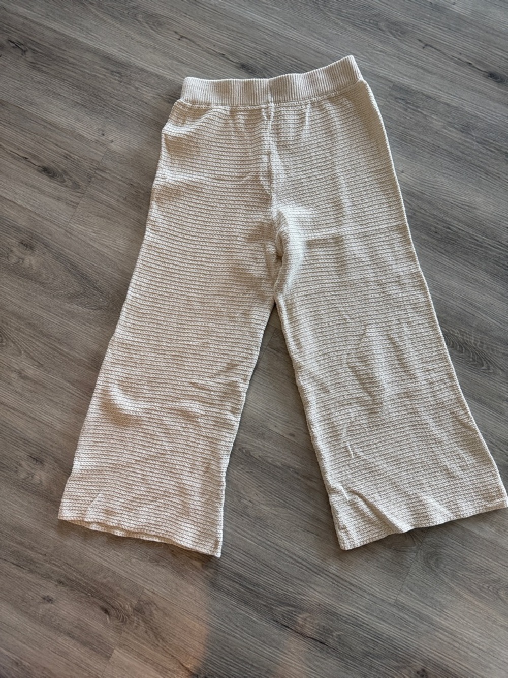 Sincerely Jules Cream Textured Wide-Leg Knit Pants size large